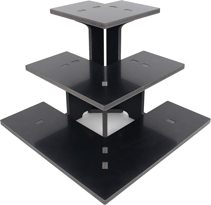 WANLIAN 3-Tier Corner Retail Table Display Stand, Portable Display Rack Shelves for Vendors, Craft Shows, Farmers Market, Pop Up Shop Countertop Black Risers for Display, Soap, Candles, Tumblers