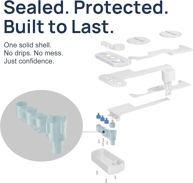 Fresh Water Bidet with Self-cleaning Dual Nozzles for Rear And Feminine Washing, Non-Electric Bidet Toilet Attachment, with Waterproof Cover to Prevent Leaking, Adjustable Water Pressure