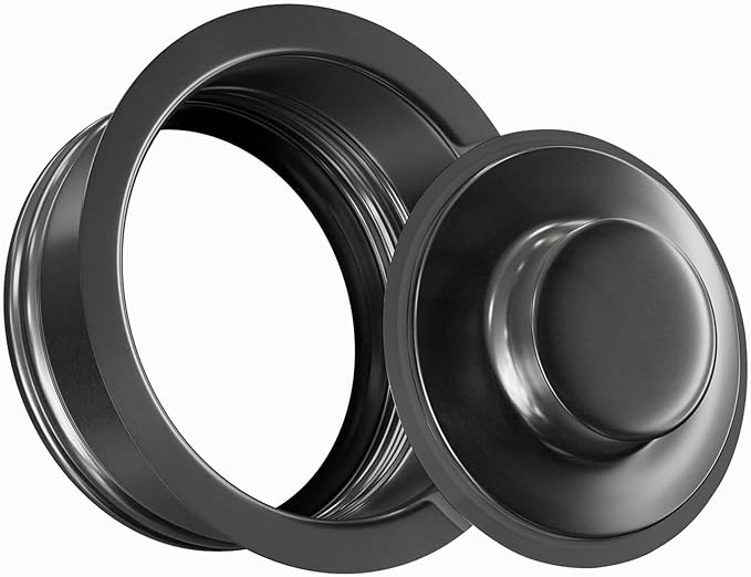 Garbage Disposal Flange, Gunmetal Black Garbage Disposal Drain Garbage Disposal Sink Flange and Stopper, Garbage Disposal Flange Plug for 3-1/2 Inch Drain Hole, Sink Flange and Stopper