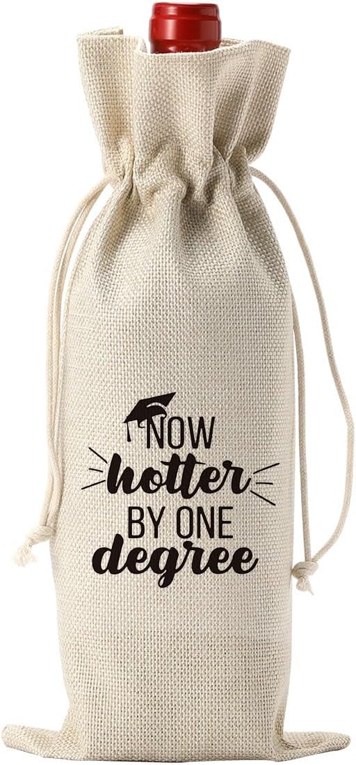 Graduation Gifts 2024 Wine Bags Graduation Gifts for Her Him College Graduation Gifts for Women Men Doctor Graduation Gifts College Masters Degree Phd Graduation Gifts One Degree Hotter Wine Bags