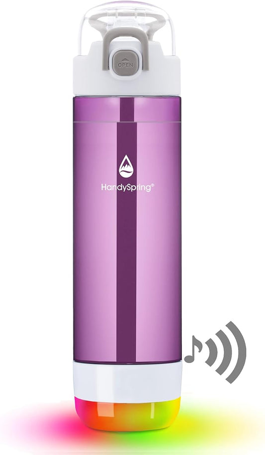 Smart Water Bottle with Reminder To Drink Water, Lights And Sound, Water Intake Tracker, Rechargeable, Tritan Plastic w/Straw, Gifts For Women, Men, Mom, Dad, Her, Him 26 Oz (purple)