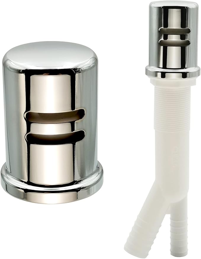 Dishwasher Air Gap Kits with Dishwasher Air Gap Cover and Matching Escutcheon, Replacement air gap dishwasher,Solid Brass Air Gap Cap, Polished Chrome Finish