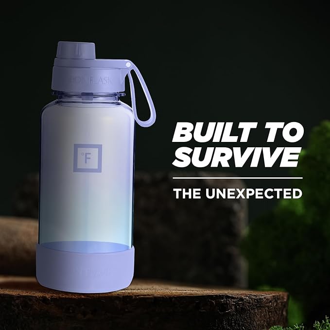 IRON °FLASK Clear Tritan Trekker Water Bottle with Chug Lid & Rubber Boot - Leak Proof & Lightweight for Gym, Hiking, Sports - Dishwasher Safe, BPA Free Plastic - Cotton Candy, 32 Oz