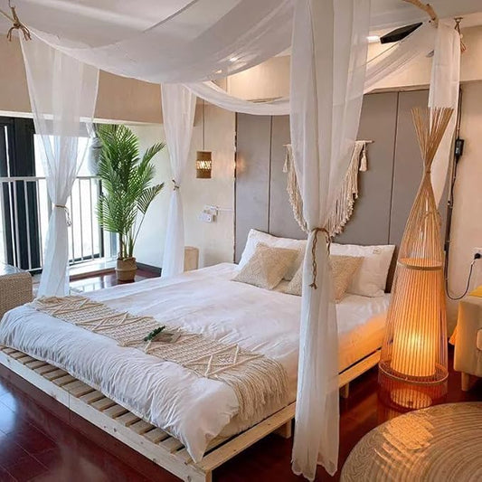 Fragrantex White Sheer Canopy Bed Curtain Scarf Chiffon Fabric for Draping Extra Long Window Scarf Valance for Living Room Outdoor Wedding Party Decor,52" Wx256 L 7 Yards,1 Panel,Soft White