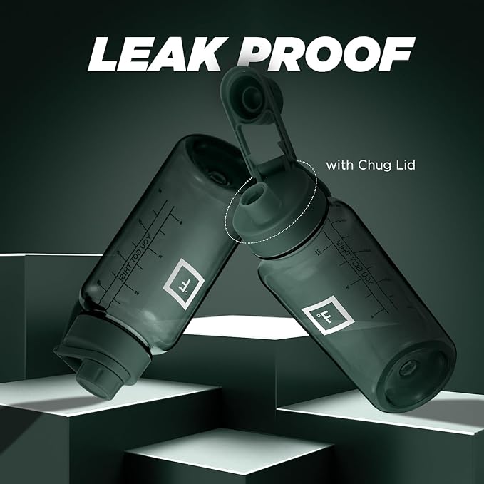 IRON °FLASK Clear Tritan Trekker Water Bottle with Chug Lid & Rubber Boot - Leak Proof & Lightweight for Gym, Hiking, Sports - Dishwasher Safe, BPA Free Plastic - Dark Pine, 32 Oz