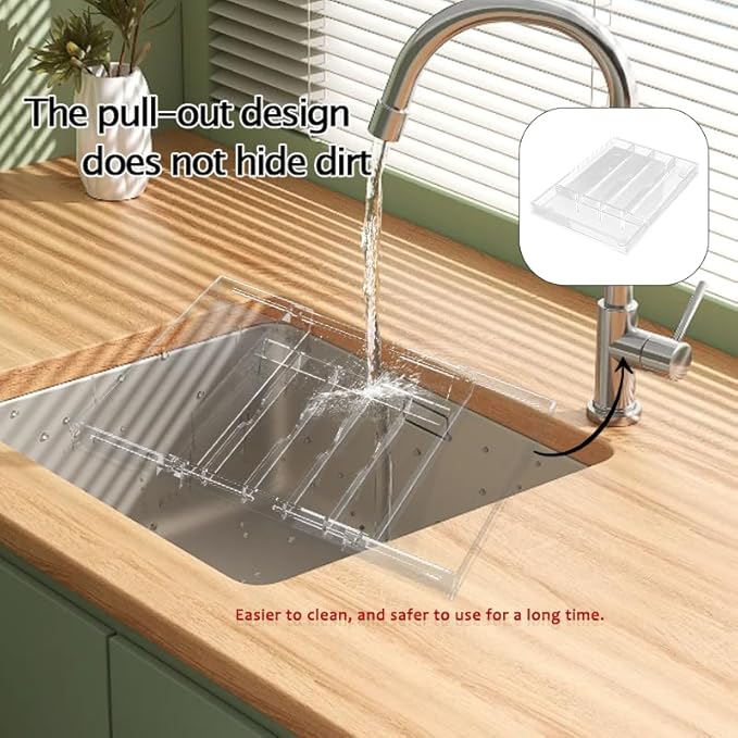 Acrylic Silverware Drawer Organizer Kitchen,Expandable Drawer Organizer,Silverware Organizer for Forks and Knives,Multipurpose Kitchen Organizers Divider and Storage Solution(pull-out,transparency)