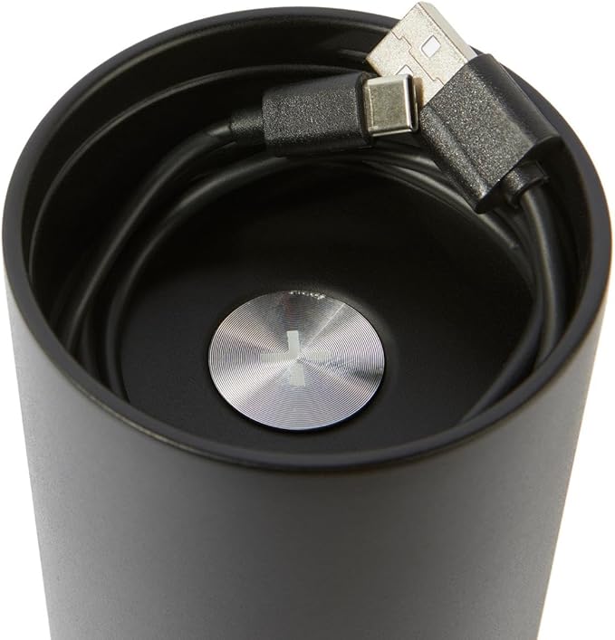 TYLT Power Bottle 2.0, All-In-One 24 oz Stainless Steel Wide Mouth Water Bottle & Removable 5700 MAH Portable Power Bank, Dishwasher Safe, Cup Holder Compatible, Lanyard Handle, Black