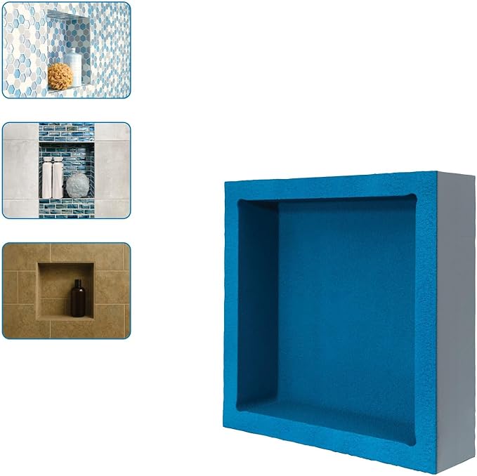 Noble Preformed 301 Square Shower Niche Modern Bathroom Storage Solution with Built-in Shelf Water-Resistant Easy Install Ideal for Toiletries Shampoo Shower Accessories (14 ¼” W x 14 ¼” H)