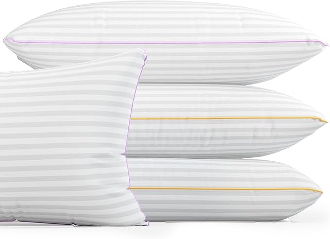 Pillows King Size Set of 4,Breathable Hotel Collection Bed Pillows for Sleeping Medium Firm Down Alternative Microfiber Filled,20 x 36 Inches