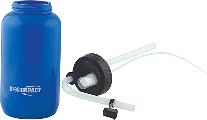 Pro Impact Squeezable Water Bottle Bendable Long Straw Spray cap - LDPE BPA Free Plastic - Hydration Baseball Hockey Gym MMA Yoga Boxing Cycling Softball Football Lacrosse (35.5 Oz.) (Blue)