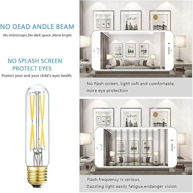 XININSUN T10 LED Bulb, 8W Dimmable, 75-100W Equivalent, 4000K Daylight, 850 Lumens, E26 Base, Clear Glass