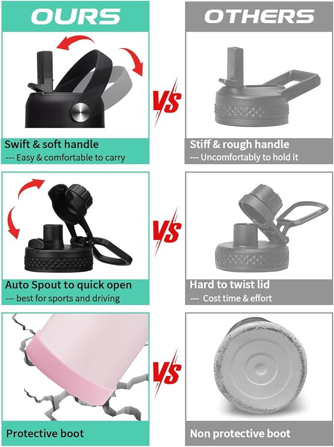 Half Gallon Water-Bottle with Straw - Pop-up Chug Lid (Cold 48H & Hot 24H) 64oz Insulated Water Bottle Flask with Sleeve Strap, Paracord Handle, Bottle Boot, Pink Stainless Steel Metal Water Jug