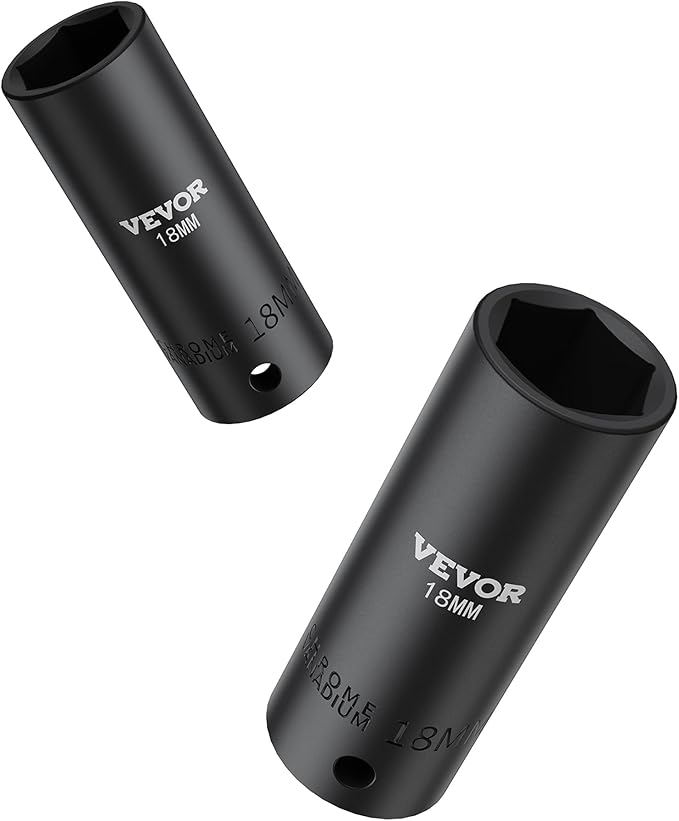 VEVOR Impact Socket Set, 26pcs x 1/2inch Metric 10mm-36mm Impact Sockets, 6-Point Deep Socket Rugged Construction High-torque, Cr-V 1/2 Inches Drive Socket Set Impact with a Storage Cage