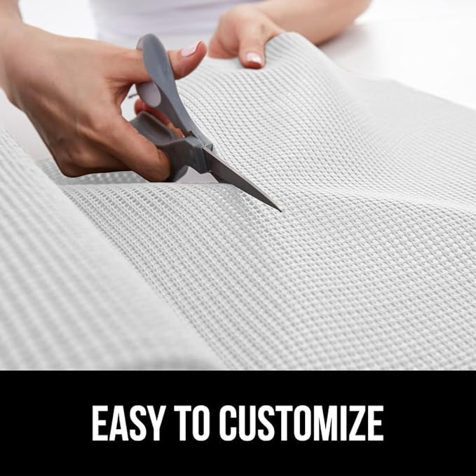 Gorilla Grip powerGRIP Drawer Shelf and Cabinet Liner, Thick Strong Hold, Non-Adhesive Liners Protect Kitchen Cabinets and Cupboard, Bathroom Drawers, Easy Install, Breathable Mat, 12" x30' Snow White