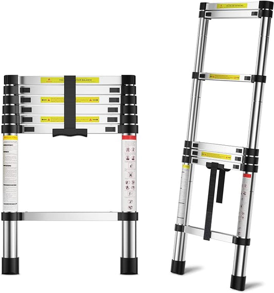 6.6 FT Extension Ladders, Lightweight Collapsible Ladders, Aluminum Telescoping Ladders for Home, Folding Telescoping Ladder for RV, Attic, Daily Use at Home, Capacity 330 lbs…