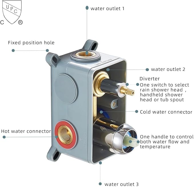 Chrome Shower System Bathroom Shower Faucet Set with Tub Spout Wall Mounted 12 Inch Shower Head and Handle Set with Handheld 3 Function Tub and Shower Trim Kit with Rough-in Valve