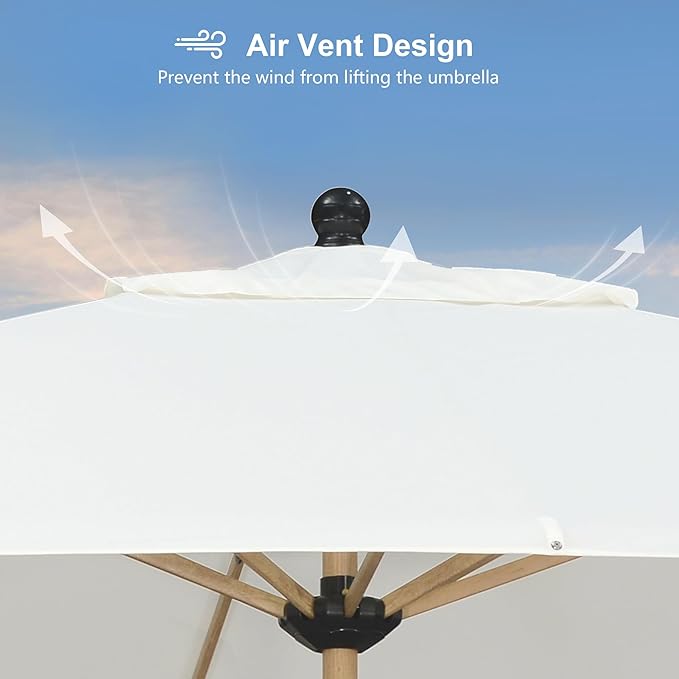 PURPLE LEAF 9' x 11.5' Patio Umbrella Outdoor Table Umbrella Rectangular Aluminum Market Umbrella with 8 Sturdy Ribs & Crank Outdoor Umbrellas for Garden Deck Patio, Cream