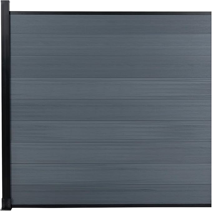 6 Ft×6 Ft Wood Plastic Composite Fence Panels, Privacy Fence Screen, Decorative Garden, Patio, Backyard Fence with 1 Post, Grey