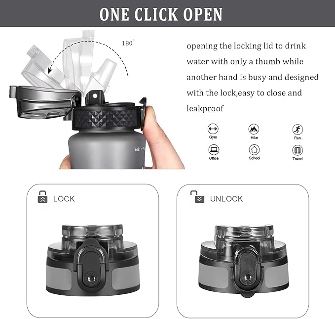 GOPPUS Kids Water Bottle with Straw Spout Lid 10pcs Stickers 12 oz Leak-proof BPA Free Motivational Time Marker Tritan Plastic Water Bottles for Girls Boys School Sports