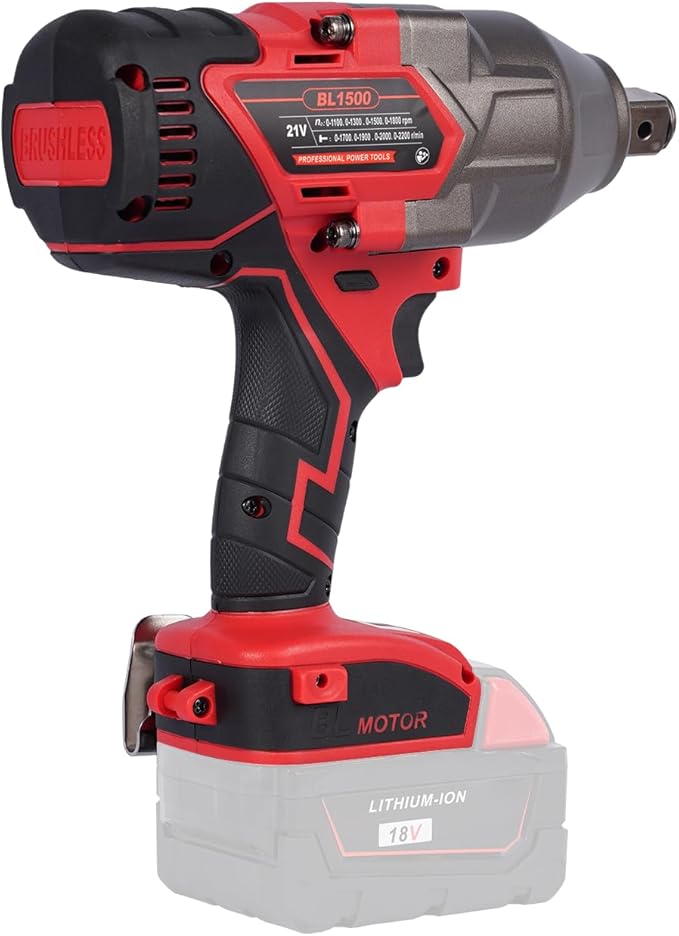 FSYAO 18V 3/4 inch cordless impact wrench-brushless, 1100 ft-lbs(1500Nm) maximum torque, 4-speed adjustment, automatic start and stop.(Main unit only, no battery).