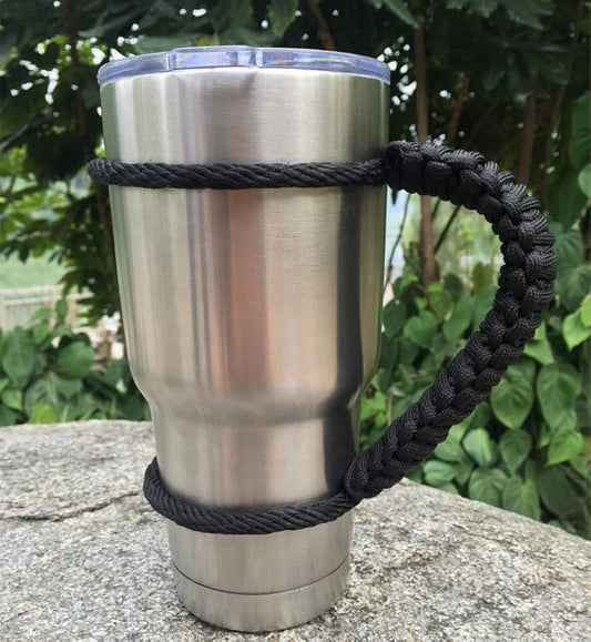 Handmade Paracord Handle for Yeti/Rtic/Ozark Trail Rambler 30 Oz Tumbler. (black)