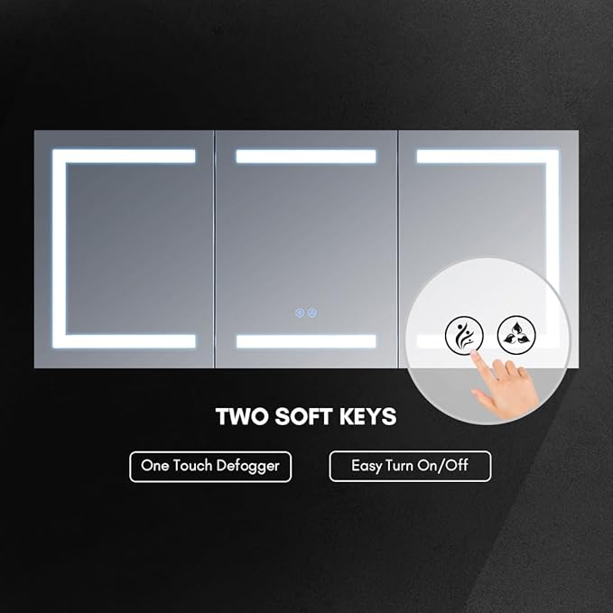 Blossom 60x26 LED Medicine Cabinet Mirror for Bathroom - Recessed/Surface Lighted Medicine Cabinet with Mirror - Anti-Fog, Dimmable 3 Color Makeup Mirror - Wall Mounted Storage