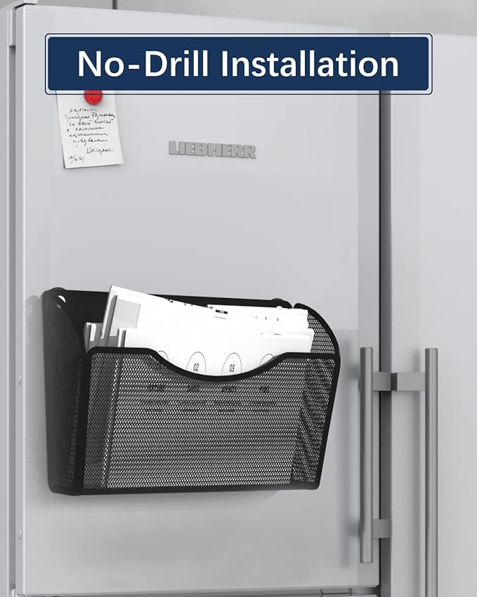 1-Tier Magnetic File Holder - No Drilling Installation File Organizer, Large Capacity Magnetic File Holder for Refrigerator, File Cabinets, Whiteboard, Office, Kitchen