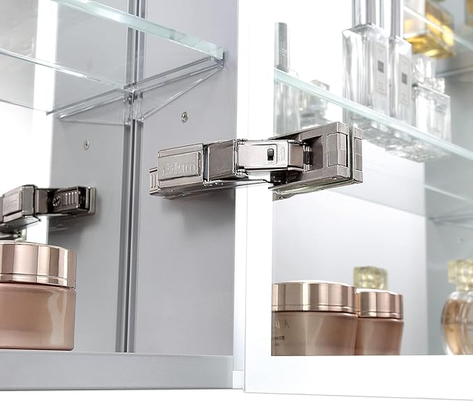 Blossom LED Lighted Mirror Medicine Cabinet, 20x32 Inch, Right Hinge | Recessed or Surface Bathroom LED Medicine Cabinet with Mirror, Defogger, 3 Color Dimmer | 3X Makeup Mirror, Outlets & USB Ports