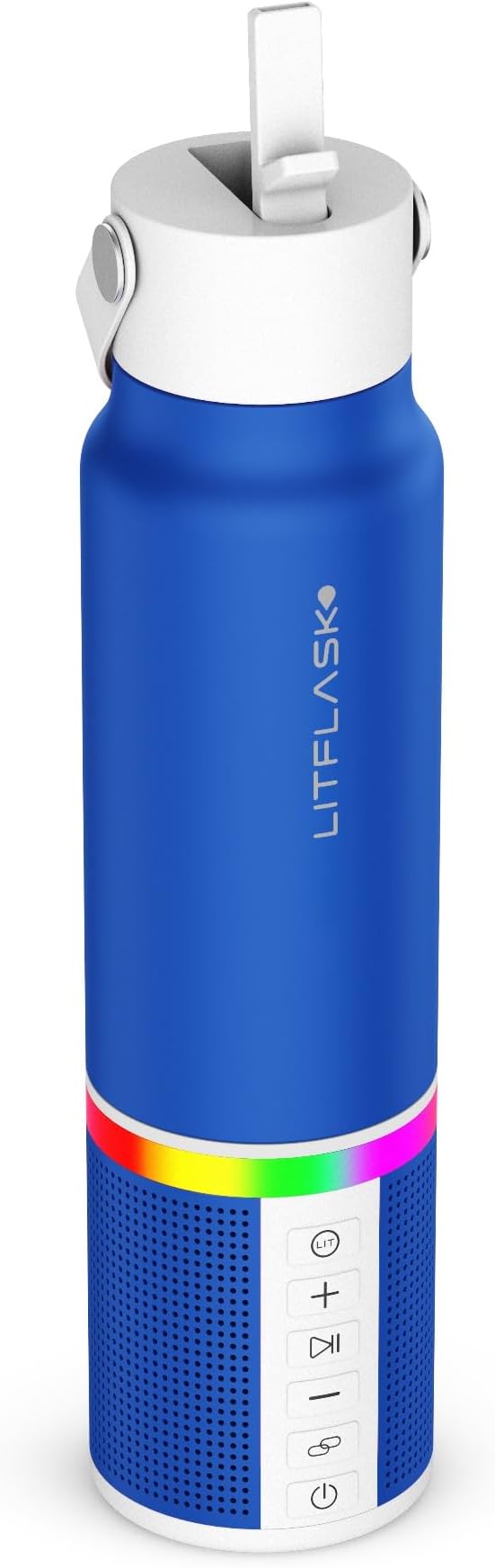 Smart Water Bottle with Premium Bluetooth Speaker, Portable Charger, LED Light, Hands-Free Mic, Insulated Stainless Steel, Straw Lid, BPA-Free, 20oz - Mix & Match Colorways