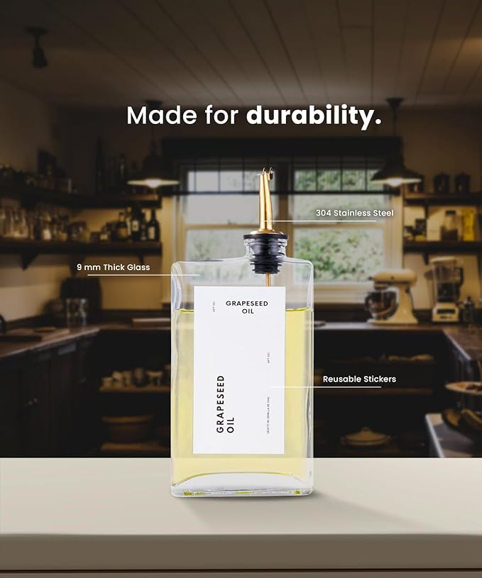 Olive Oil Dispenser for Kitchen, Cooking Oil Dispenser, Oil and Vinegar Dispenser Set, Olive Oil Bottle, Soy sauce dispenser, coffee syrup bottles - 4 pcs, Black