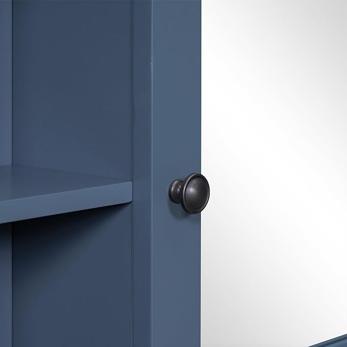 Merax Bathroom Medicine Cabinet with Mirror, Wall Mounted Over Toilet Storage Cabinet Organizer with Doors and Shelves for Bathroom Laundry Room (Mirror Cabinet Only, Blue)