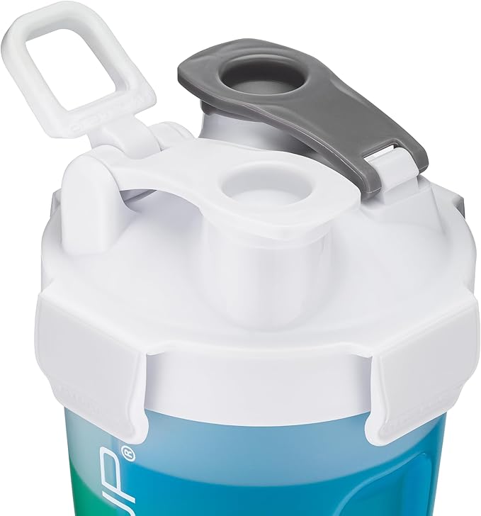 Hydra Cup DualShaker Pro 32 oz Shaker Bottle for Protein Shakes, Shaker Cup w/Handle & Ball Blender Whisks, Dual Mixing Shaker Bottle with Storage, 2 in 1, for Travel To Go, BPA Free (White)