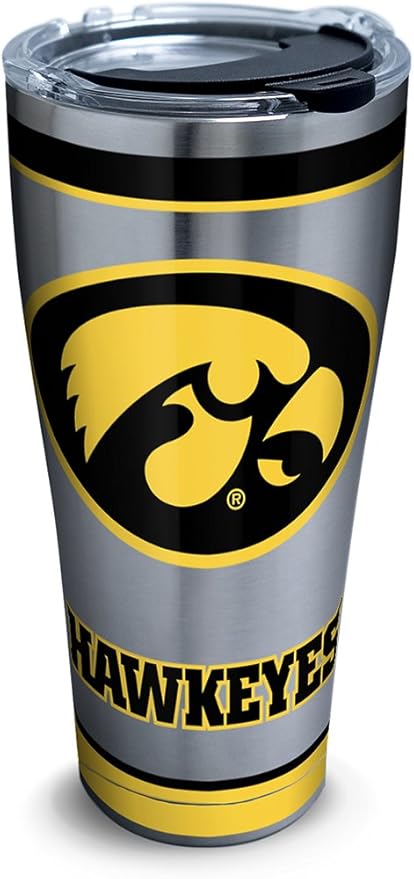 Tervis Made in USA Double Walled University of Iowa UI Hawkeyes Insulated Tumbler Cup Keeps Drinks Cold & Hot, 24oz Water Bottle, All Over