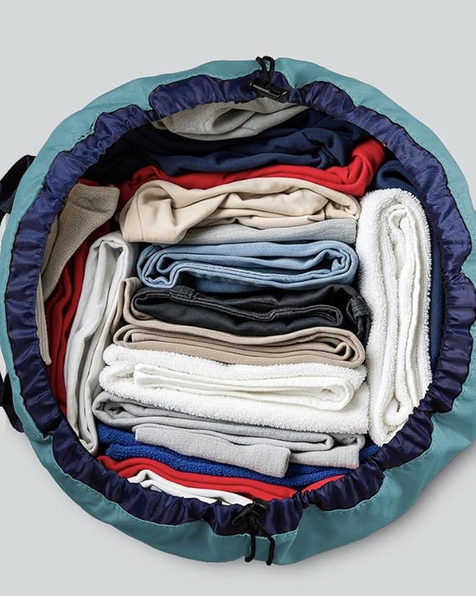 Laundry Bag with Shoulder Straps and Mesh Pocket Laundry Backpack Large Portable Laundry Hamper for College Laundromat Apartment