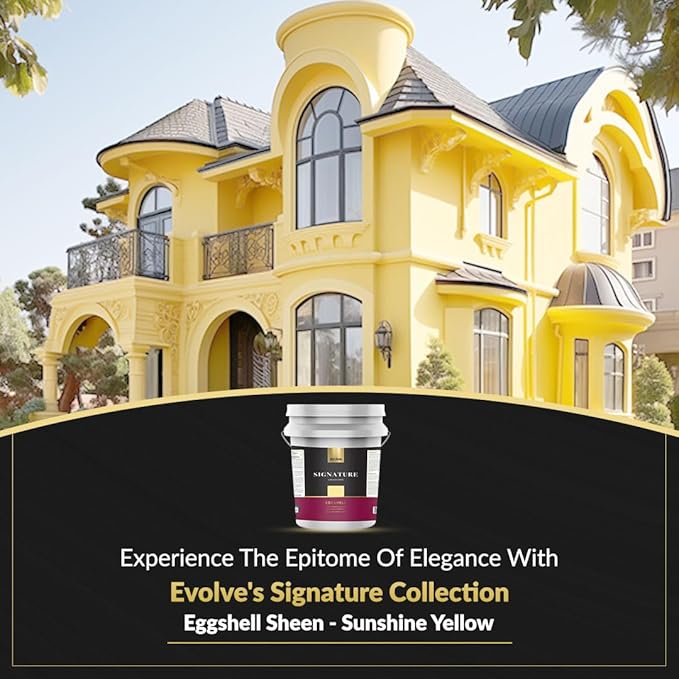 EVOLVE Signature Paint & Primer: Luxury Paint & Primer for Indoor & Outdoor Surfaces, Minimal Odor, Eggshell Sheen (Sunshine Yellow, 5 Gallon)