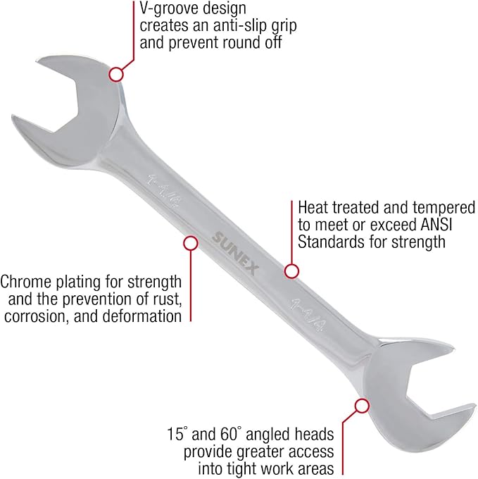 Sunex 9914A 14 Piece Angle Head SAE Wrench Set (FULL POLISH) CRV