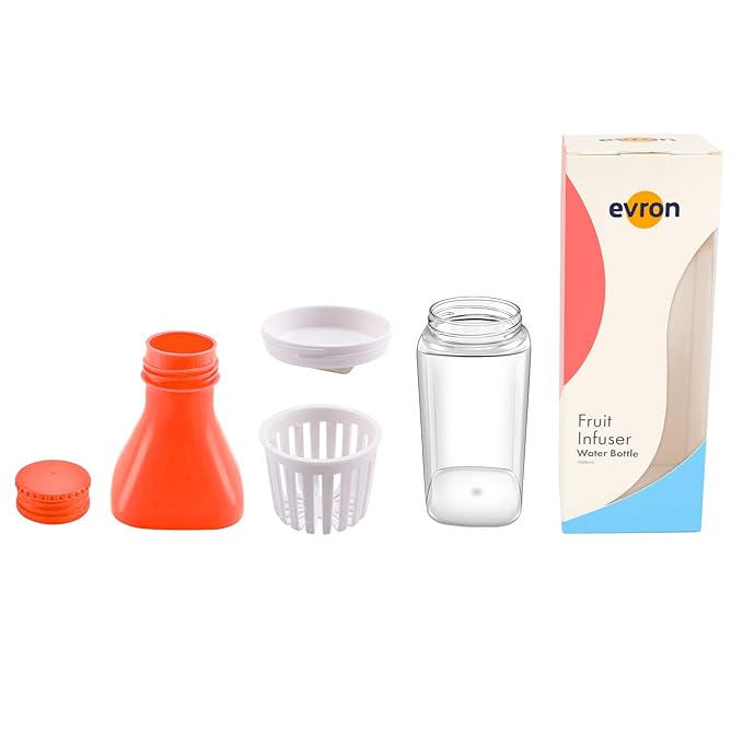 evron 21oz Fruit Infuser Water Bottle,Infusion Water Pitcher Bottle,Detachable Large Opening for Easy Fruit Adding & Cleaning Designed (21 oz Orange)