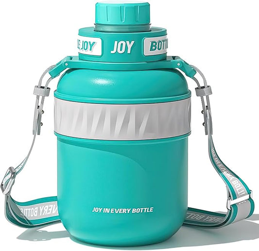 Stainless-Steel Water Bottle: Leakproof Lid, Perfect Sip, Double Insulated, Eco-Friendly, Dishwasher Safe & Stylish Strap (Ocean, 32 oz)