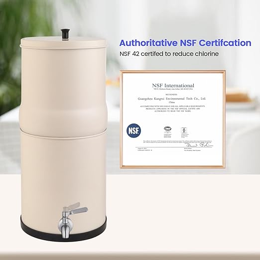 Amwater NSF/ANSI 42&372 Certification 2.25Gallon Stainless Steel Gravity-Fed Filter System,304 Stainless Steel Countertop System
