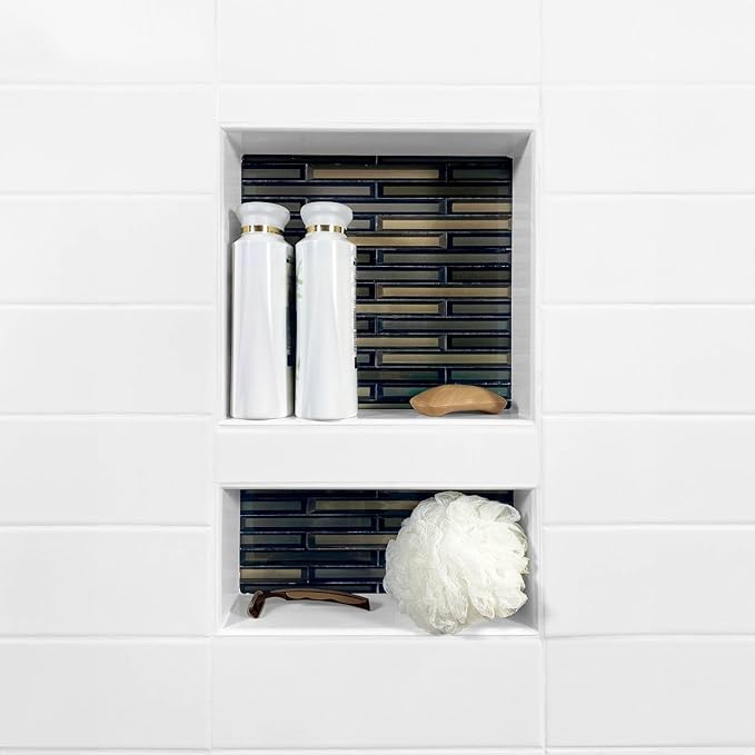 Noble Preformed 304 Wide Combo Shower Niche Modern Bathroom Storage Solution with Built-in Shelf Water-Resistant Easy Install Ideal for Toiletries Shampoo Shower Accessories (14 ¼” W × 22 ½” H)