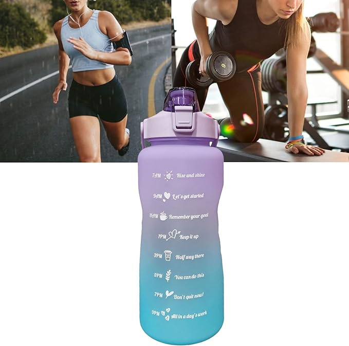 Frosted Gradient Color Rinking Bottles with Straw, Open Leakage Proof Sports Water Cup for Office, Gym, Outdoor(Purple)