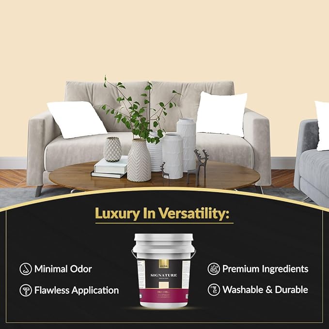 EVOLVE Signature Paint & Primer: Luxury Paint & Primer for Indoor & Outdoor Surfaces, Minimal Odor, Eggshell Sheen (Pinewood Yellow, 5 Gallon)