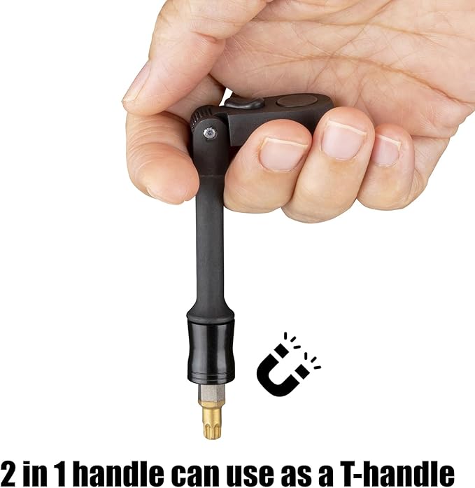 KESI Tool Socket Set 13-Piece, 1/4" Dr Quick Release Ratchet, SAE/Metric, Flex Locking Head Design, 12-piece 1/4" Dr Low Profile Spline, 72 Tooth Ratchet and Compact Paint Metal Case, Multi-function