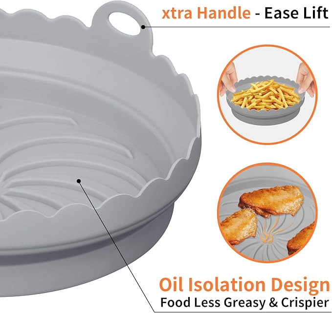 Air Fryer Silicone Liners for Ninja Air Fryer, Air Fryer Silicone Pot for Ninja AF101 Air Fryer and Ninja Air Fryer Pro 4-in-1 with 5 QT Capacity