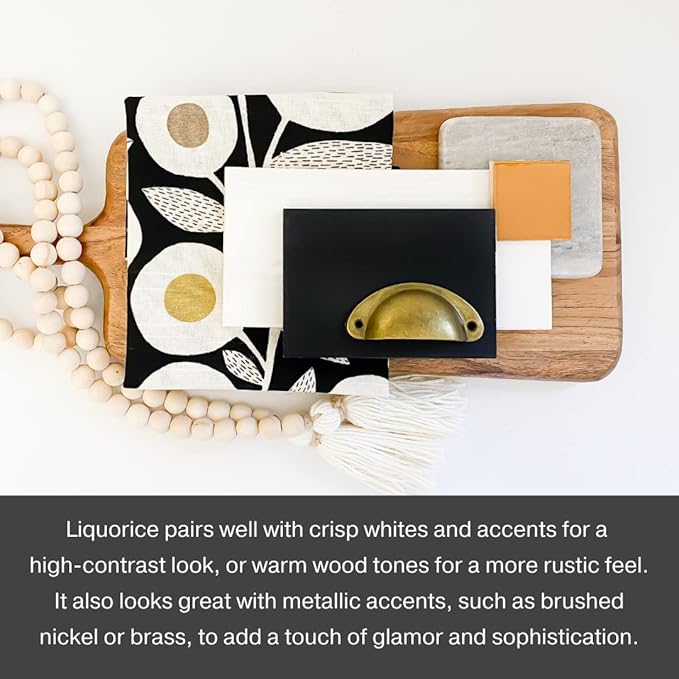 Country Chic All-in-One Chalk Paint for Furniture, Cabinets, Home Decor, Eco-Friendly, Matte Finish, Built-In Primer & Top Coat for Wood, Metal - Liquorice (Black) - 8 oz (237 ml)