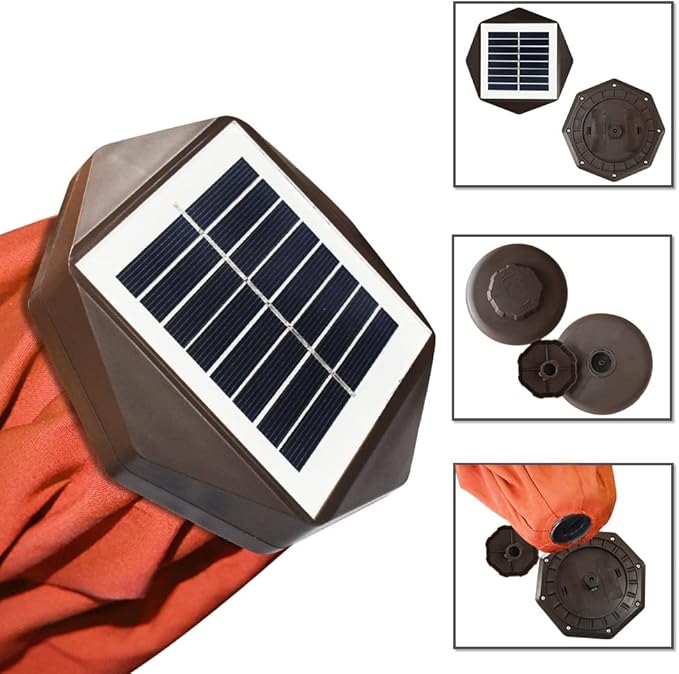 EliteShade USA 10-Year-Non-Fading Solar 9ft Market Umbrella with 80 LED Lights Patio Umbrellas Outdoor Table Umbrella with Ventilation,Rust