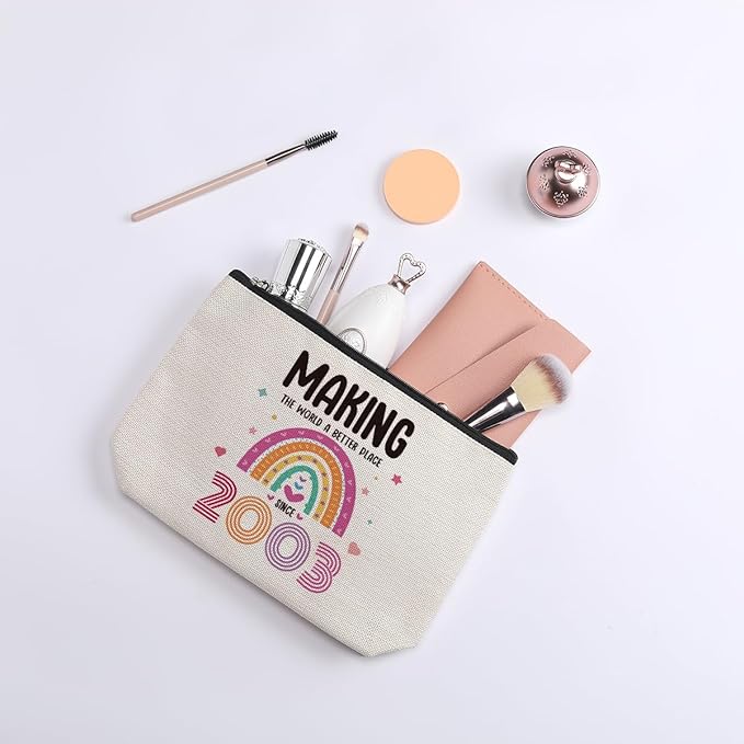 21st Birthday Gifts for Her, 21 Years Old Birthday Gifts Makeup Bag for Friend, Sister, Daughter, Her, Travel Toiletry Makeup Organizer Zipper Pouch - Making The World a Better Place Since 2003