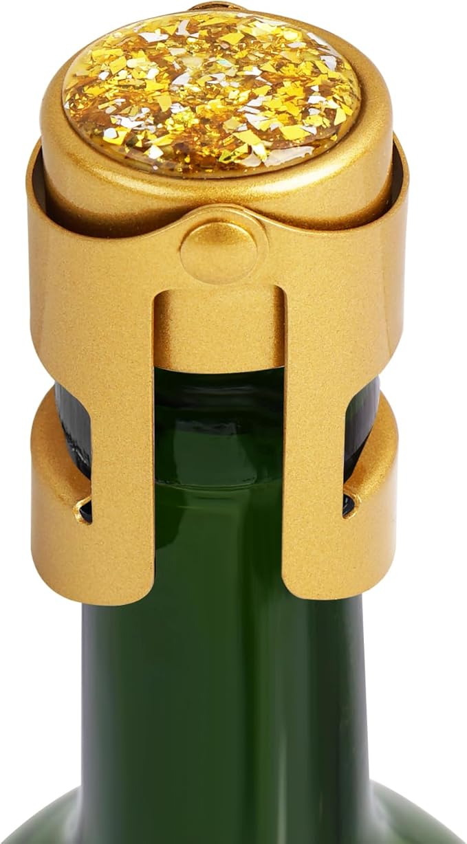 LIZIMANDU Champagne Stopper, Stainless Steel Bottle Plug Sealer for Sparkling Wine, Superior Leak,keeps Wine, Champagne, Prosecco, Cava, and Sparkling Wine fresh longer(1-Bling Gold)