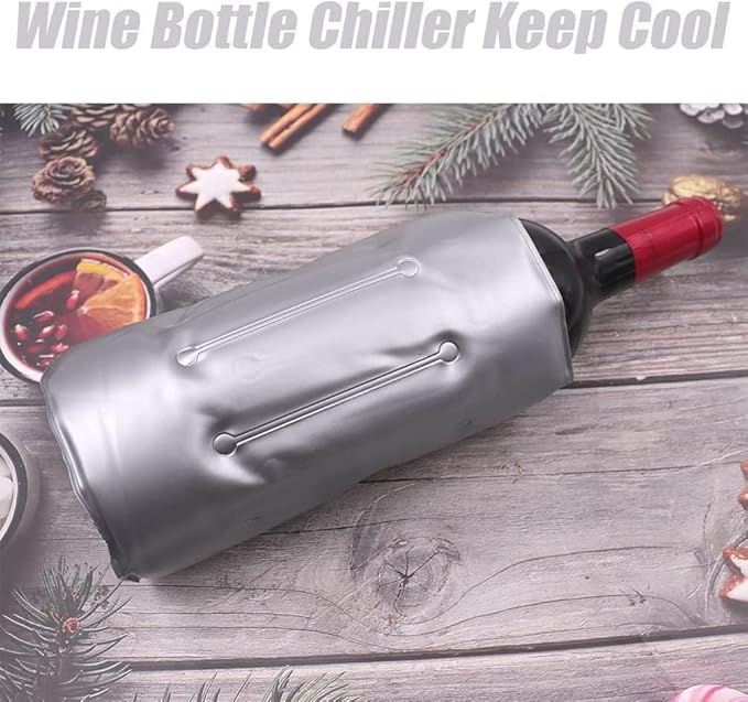 Ice Wine Bag, Ice Wine Sleeve, Wine Chiller, Wine Cooler Refrigerator, Wine Bottle Chiller Cooler for Red White Champagne or Sparkling. Gel Cooling Holder Freestanding Carrier Chilling