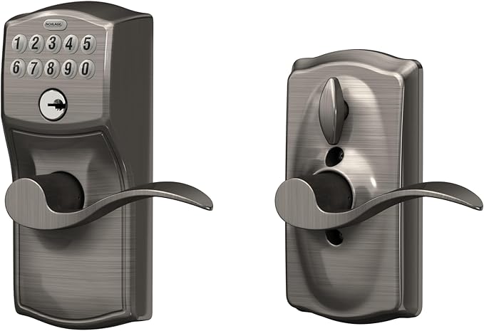 SCHLAGE FE595 CAM 620 ACC Camelot Keypad Entry with Flex-Lock and Accent Levers, Antique Pewter